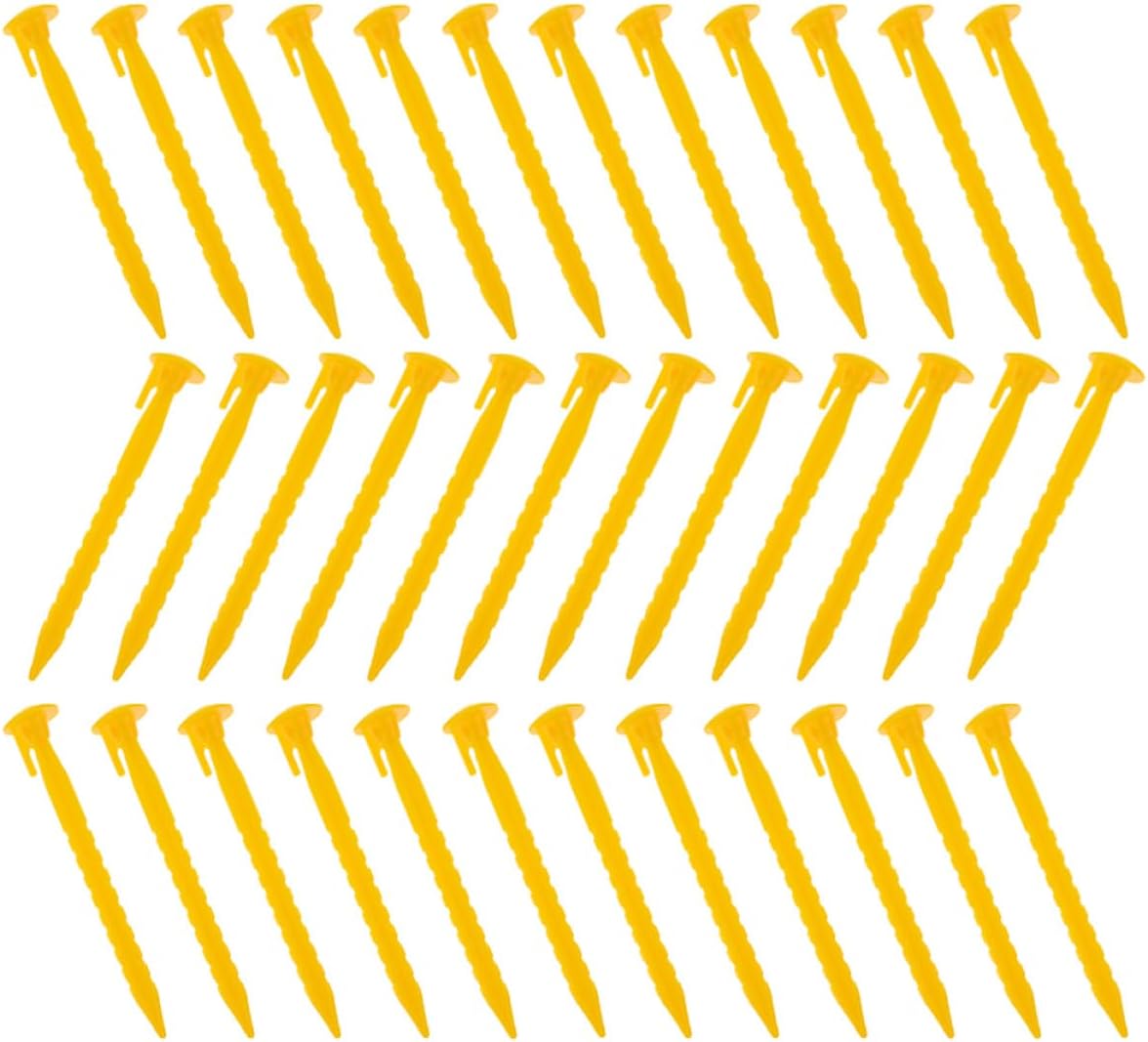 36pcs Plastic Tent Stakes Heavy-Duty Ground Pegs for Camping Beach Canopy Outdoor Shelter Anchoring 23cm Reusable Landscape Anchors