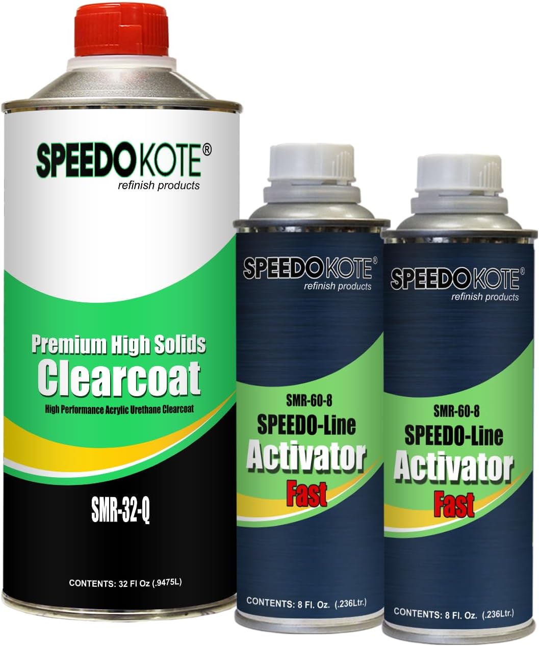Speedokote Premium High Solids Clear Coat, 48 ounces when mixed 2:1, Fast Kit SMR-32/60-Q. Highest Gloss Premium Clear Coat, use at 55-64 deg. F