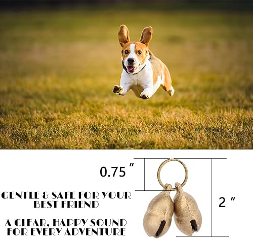 Miniatura 2 de kcrygogo Campana de latón para perros medianos/grandes, campanas fuertes y claras para collar o mordedura de timbre (4 unidades), Cobre Latón