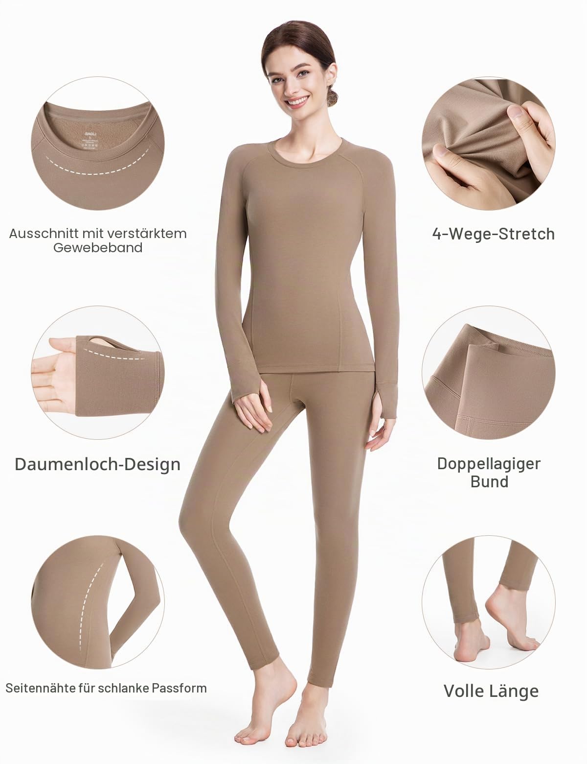 Thermounterwäsche Damen - Leicht, Warm & Ultraweich | Thermo Unterwäsche, Funktionsunterwäsche Set, Base Layer für Winter 0–10 ℃, Elastisch, Ideal für Alltag und Outdoor