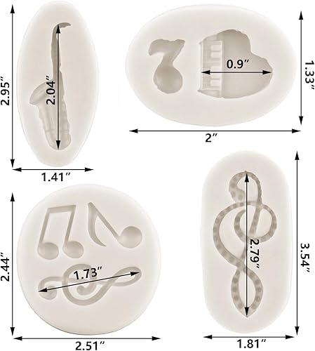 Miniatura 3 de Molde de silicona para saxofón de piano, para decoración de pasteles, decoración de cupcakes, pasta de goma de chocolate, arcilla polimérica, juego