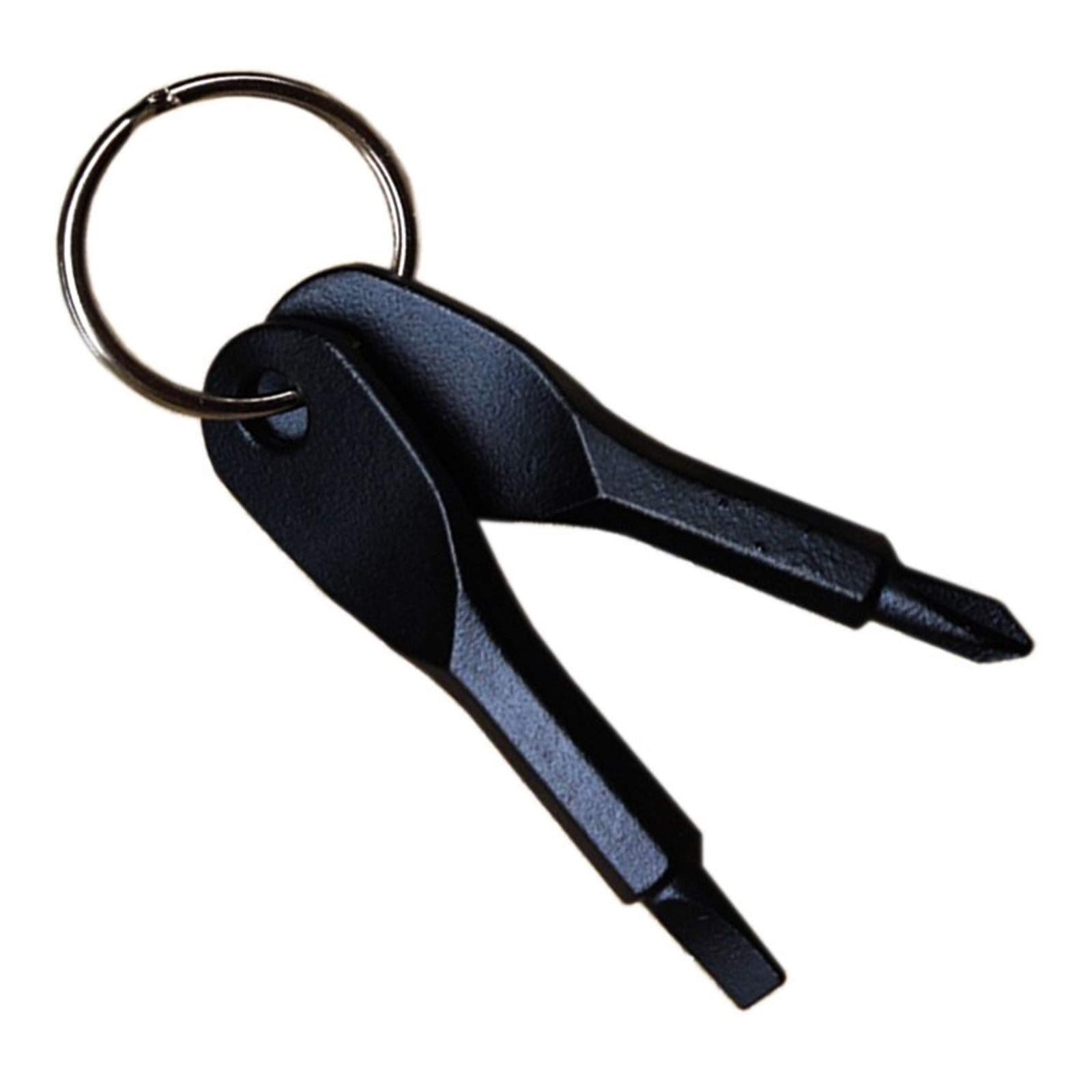 Fengshunte Black Outdoor Portable Multi-Functional Screwdriver Keychain Portable Flathead And Phillips Key Screwdriver Tool Set With Key Ring Edc Pocket Screwdriver Nut Driver Repair Hand Tool Set (Black)