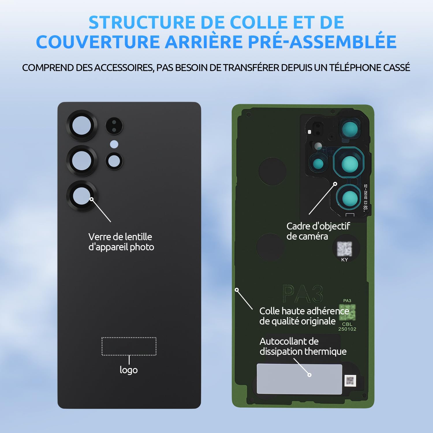 Vitre Arrière Cache Batterie pour Samsung Galaxy S25 Ultra S938 Gris