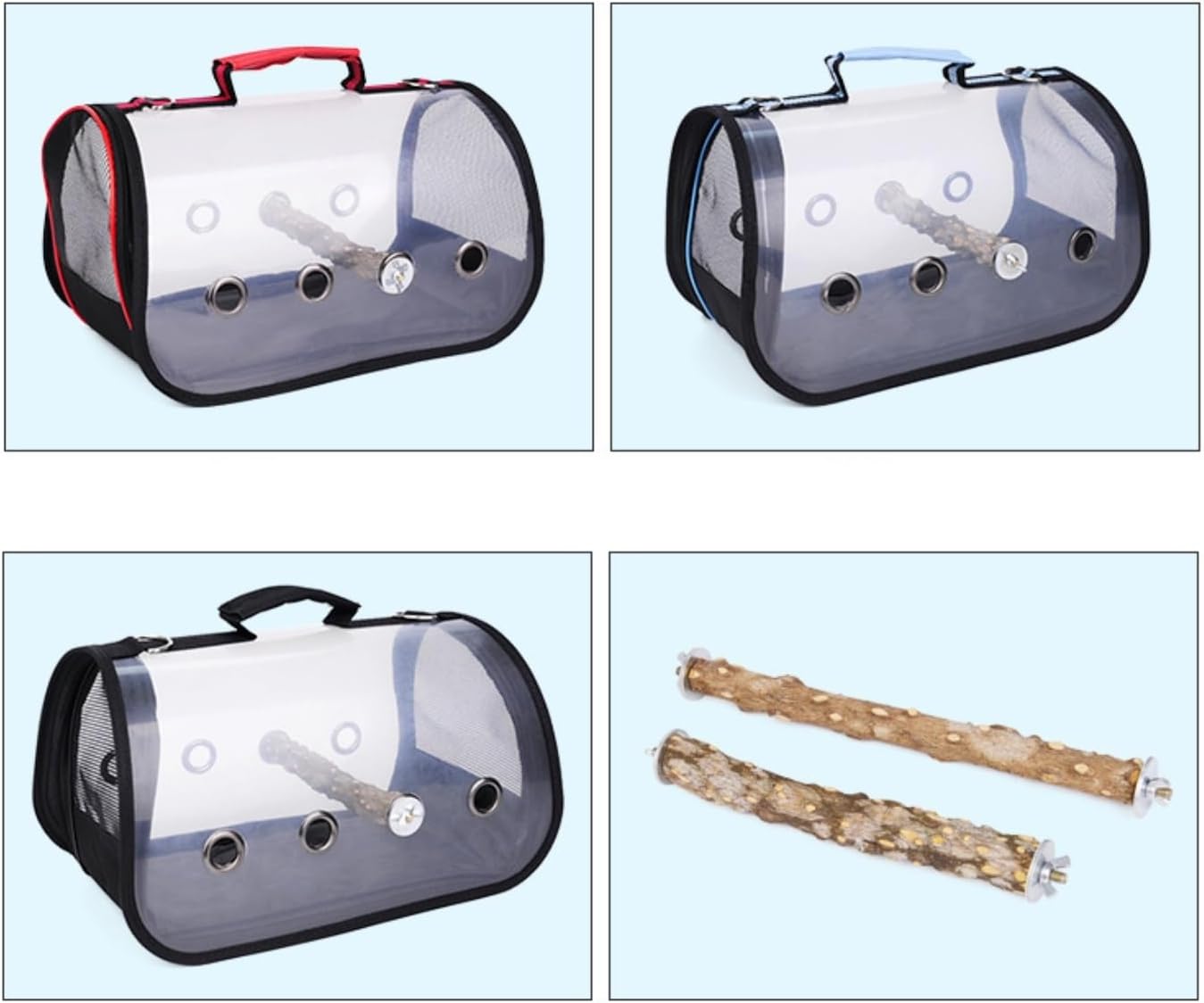 Bird Cage Parrot Cage Portable Birdcages Clear Pet Bird Carrier Breathable Travel Bird Cage Lightweight Bird House Carrier Bird Carrier Cockatiel Cage(Black,L)