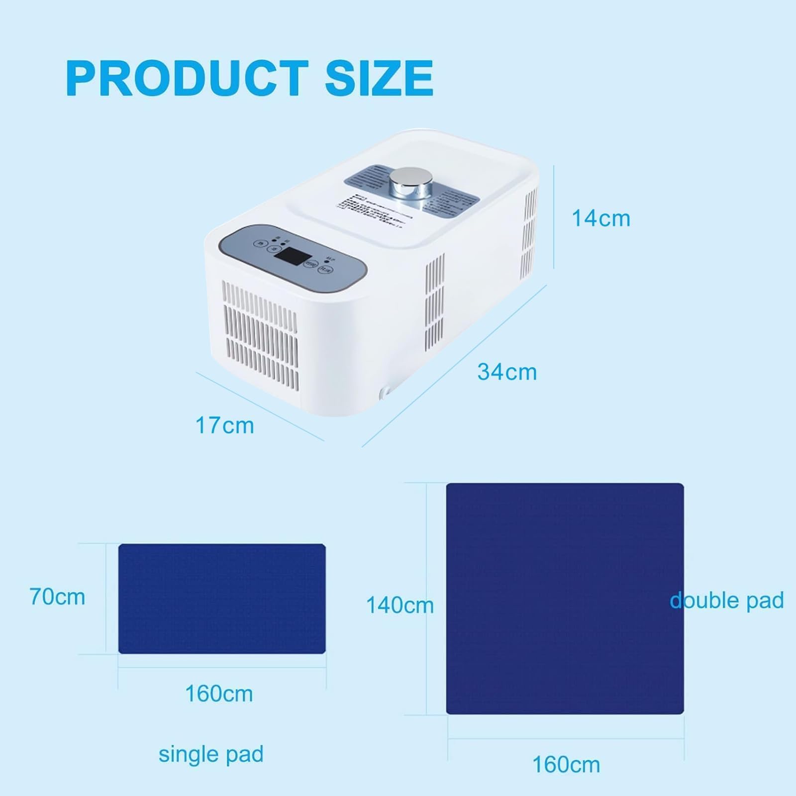 Materasso Raffreddante Elettrico, Sistema Di Raffreddamento Per Letto Con Timer Da 12h, Raffredda Di 3-8℃ Per L'estate, Riscalda Da 28-38℃, Per Raffreddamento Estivo E Sonno Ottimizzato 1.6 * 0.7M