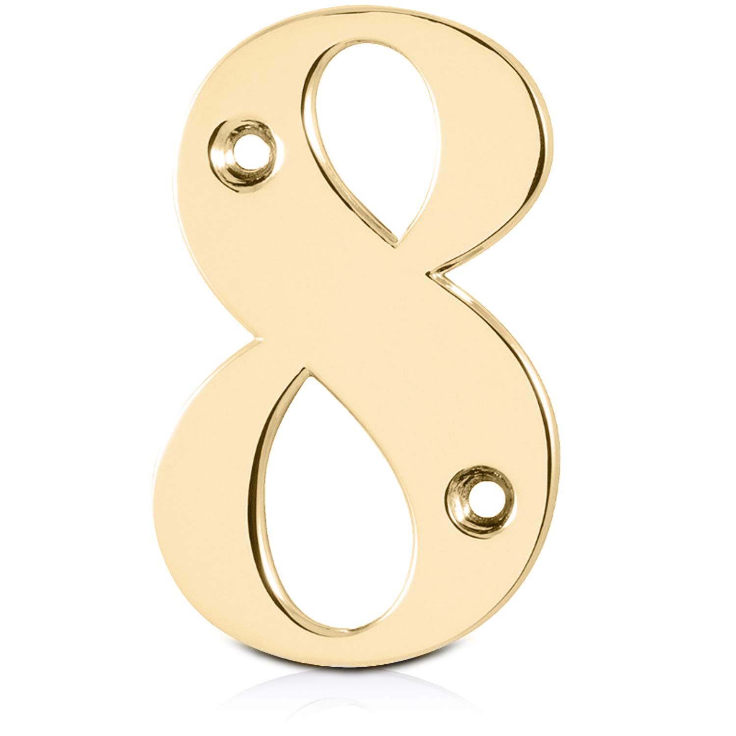 XFORTPolished Brass Front Door Number 8, House Number Suitable for All Door Types including Wooden, uPVC, and Composite.