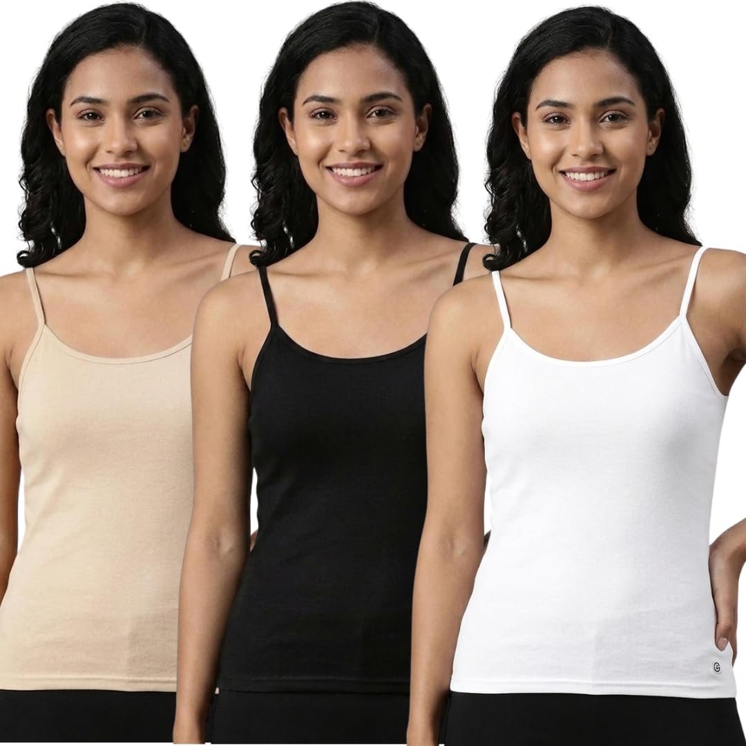 Girls Camisole Combo Pack 3 pc (Black/White/creem) (in, Alpha, 90, Regular)-image-14