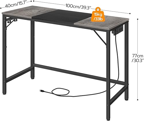 Miniatura 3 de HOOBRO Escritorio para computadora, cómoda de 5 cajones, escritorio de oficina en casa con toma de corriente, armario de oficina con cajones para