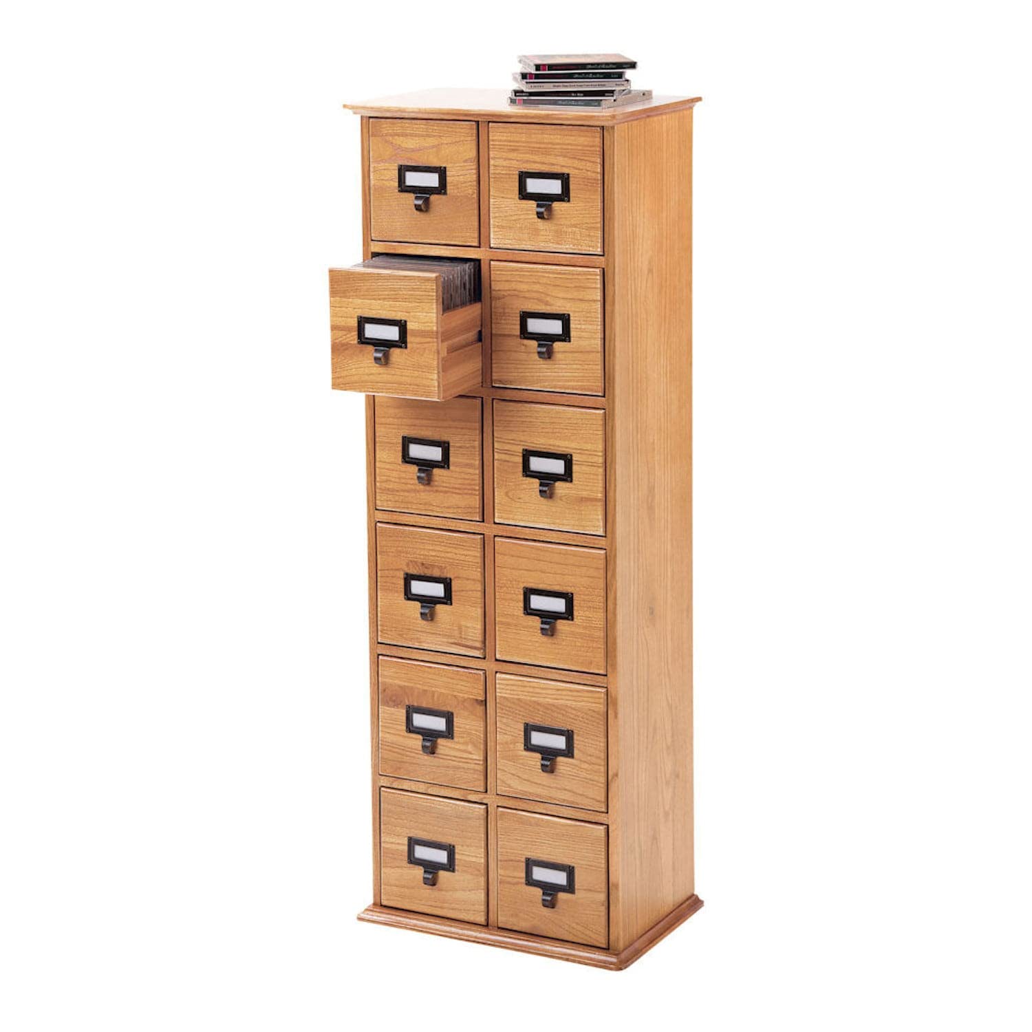Amazon.com: Leslie Dame Solid Oak Library Card File Media Cabinet