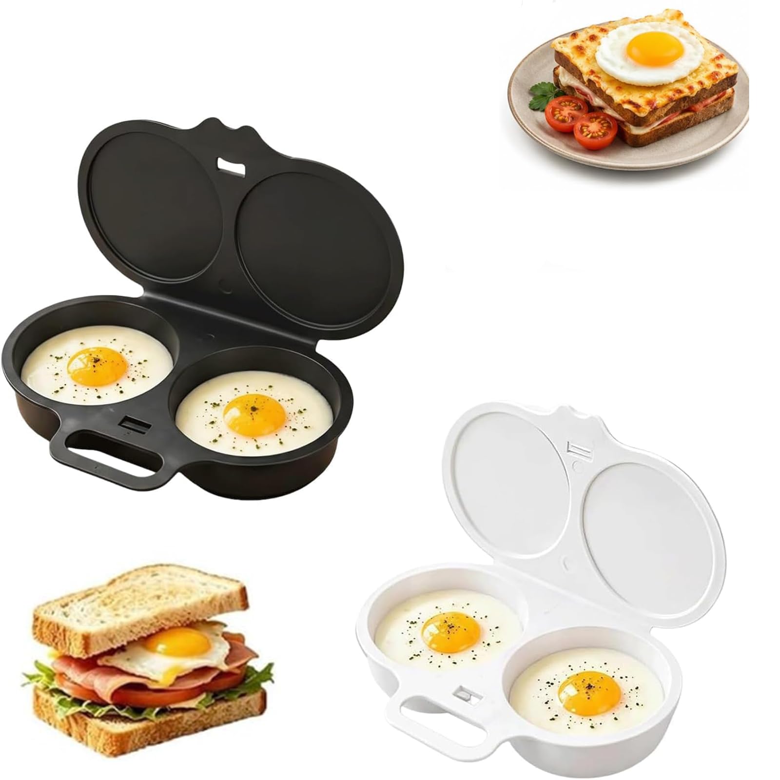 Microwave Egg Poacher, 2Pcs Egg Poacher Microwave With Lid & Handle, Quick Oil-Free Cooking For Home Breakfast, Kitchen Gadgets