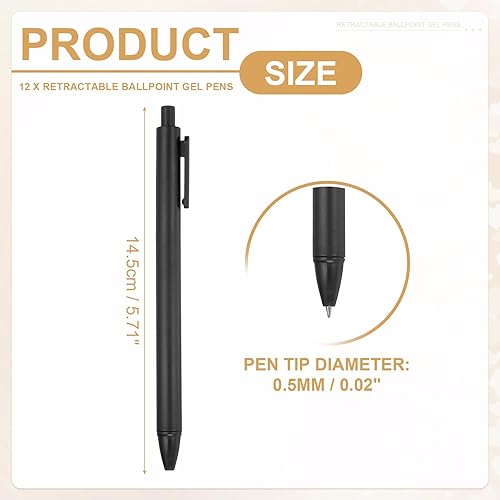 Miniatura 2 de PATIKIL Paquete de 12 bolígrafos de gel retráctiles, punta fina de 0.020 in, tinta negra, color retro, escritura suave, lindos bolígrafos para
