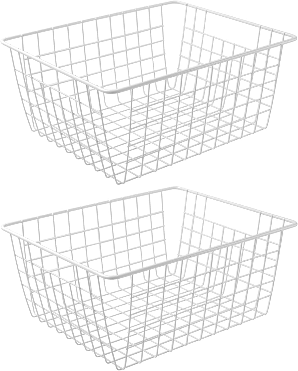 14" Upright Freezer Storage Baskets, Large White Wire
