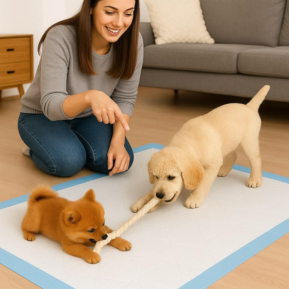 BAKAJI 120 Traversine per Animali Super Assorbenti Blu, Tappetini Extra Large Igienici Anti Perdita per Cani, Gatti, Conigli, Multiuso, Teli per Pipì, Traversina Asciugatura Rapida (60 x 60 cm)