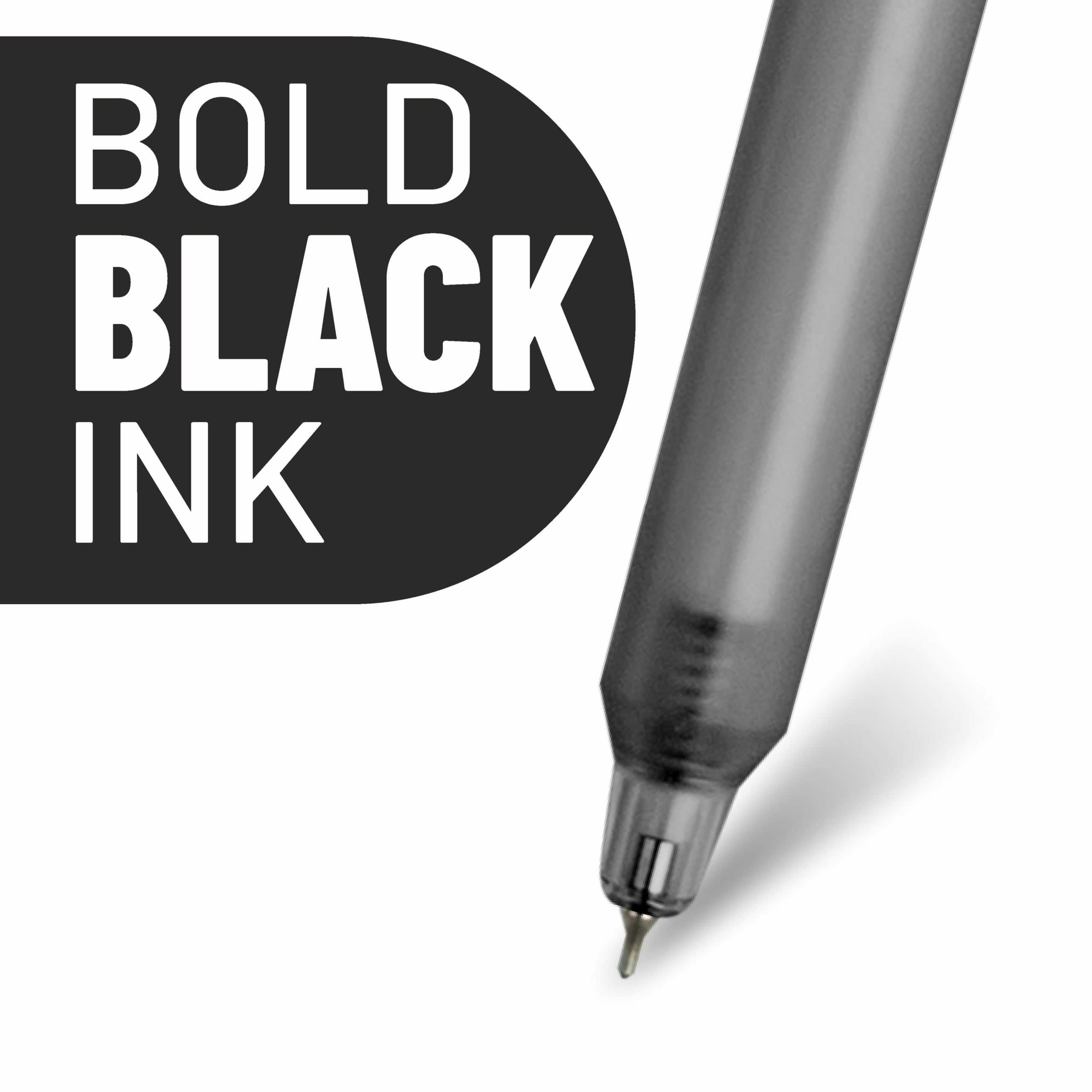 Anupam Sylent Roller - Bolígrafo de gel de 0,7 mm, impermeable, suave, de secado rápido, tinta oscura, agarre cómodo, bolígrafo de examen y oficina, tinta negra, recargable (negro, paquete de 4)