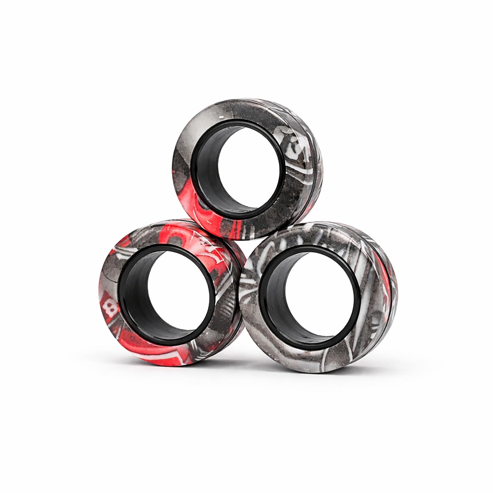 Magnetic Fidget Rings 3 Pack Snap On Spinner Toys Sensory Hand Toys with Smooth Rounded Edges ABS Plastic Multi Directional Rotation Pocket Fidget Toy for Boys Girls Ages 4 to 10 Black Lines — image 1