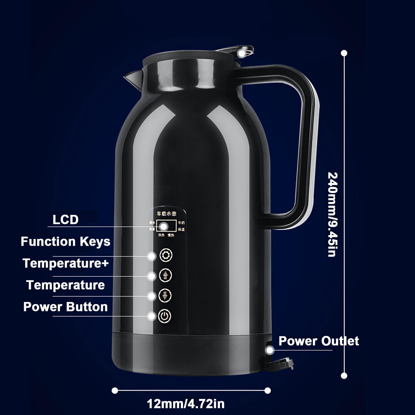 Bollitore Elettrico per l'Automobile | 1150ml con Mantiene Caldo | Ideale per Viaggi, Pendolari, Gite in Famiglia per Preparare Tè, Caffè, Latte e Noodles,per Tè Caffè Latte Noodles Istantanei