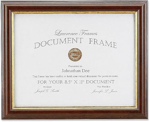 Lawrence Frames 185181 - Marco de fotos color nogal y dorado, 8.5 x 11 pulgadas