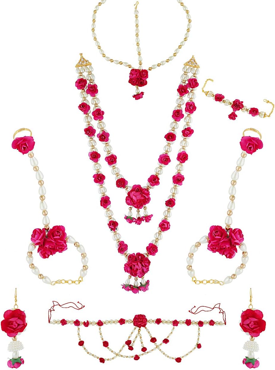 Anuradha Art Base Metal and Pearl Necklace Set for Women & Girls (Pink_231 gm)