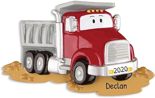 Adorno rojo personalizado de camión volquete – Adorno de Navidad de camión de basura 4 ruedas decoración de vehículo para árbol de Navidad