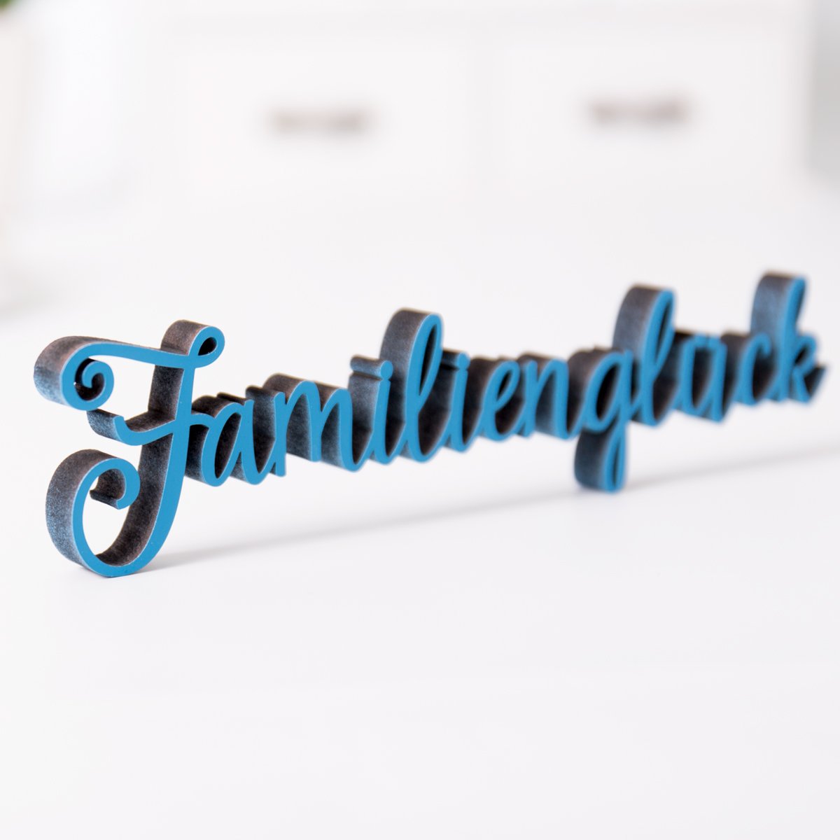 KLEINLAUT 3D-Schriftzug 'Familienglück' – Dekobuchstaben Aus Holz In 32 Farben, 10x1,4cm