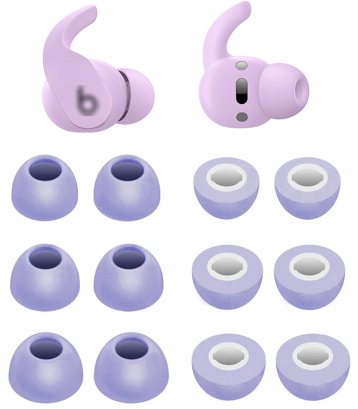 Almohadillas de espuma compatibles con auriculares Beats Fit Pro y auriculares de estudio, tamaños S/M/L, 6 pares de almohadillas de repuesto de espuma viscoelástica suave, compatibles con Beats