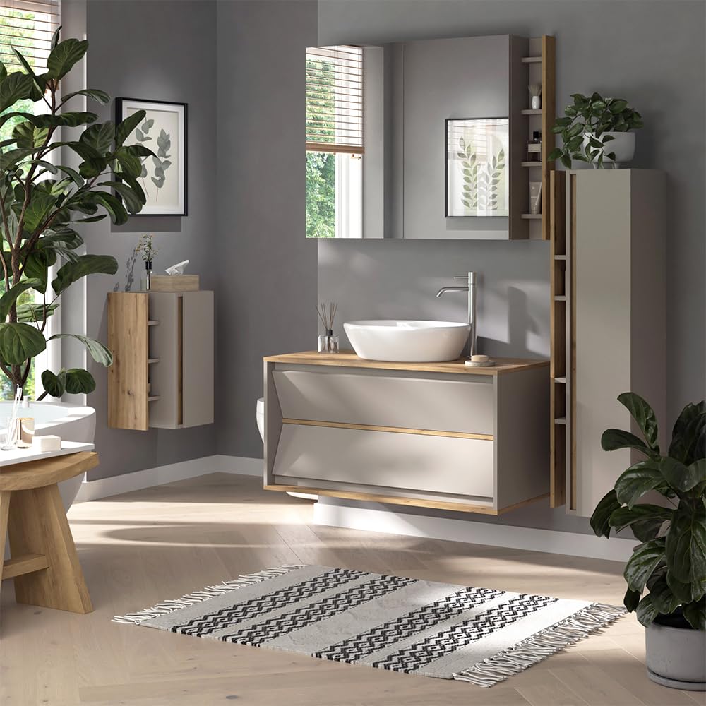 Vicco mobile bagno Edelin, Cachemire, 35 x 120 cm con 4 scomparti aperti, a parete per un'installazione flessibile in bagno