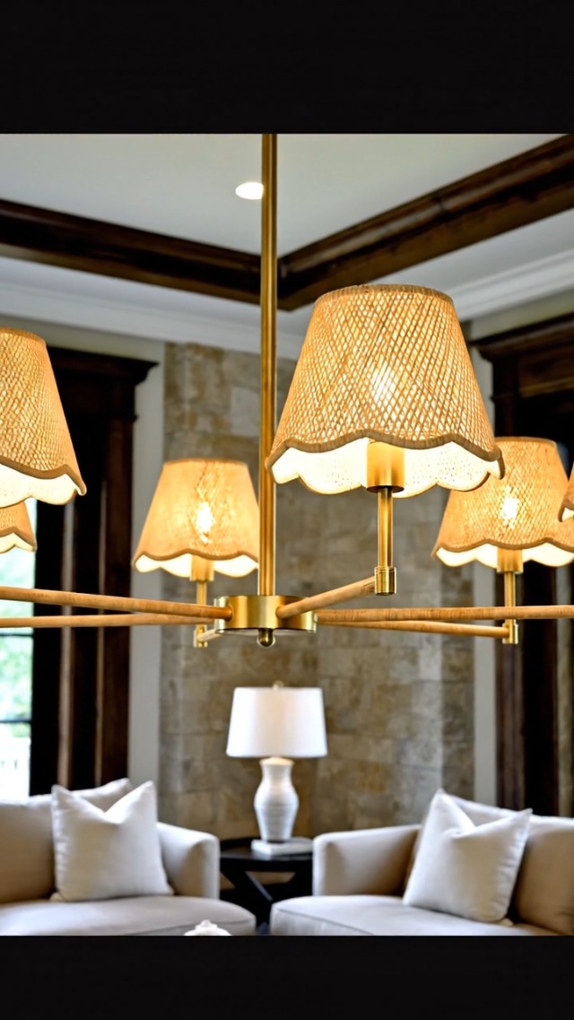 Image of Large Rattan Chandelier Boho Style, 6-Light Rattan Pendant Light Fixture for Living Room, 39 inchAdjustable Cottage Rattan Hanging Lamp Ceiling Light for Dining Kitchen Island, E12 Socket