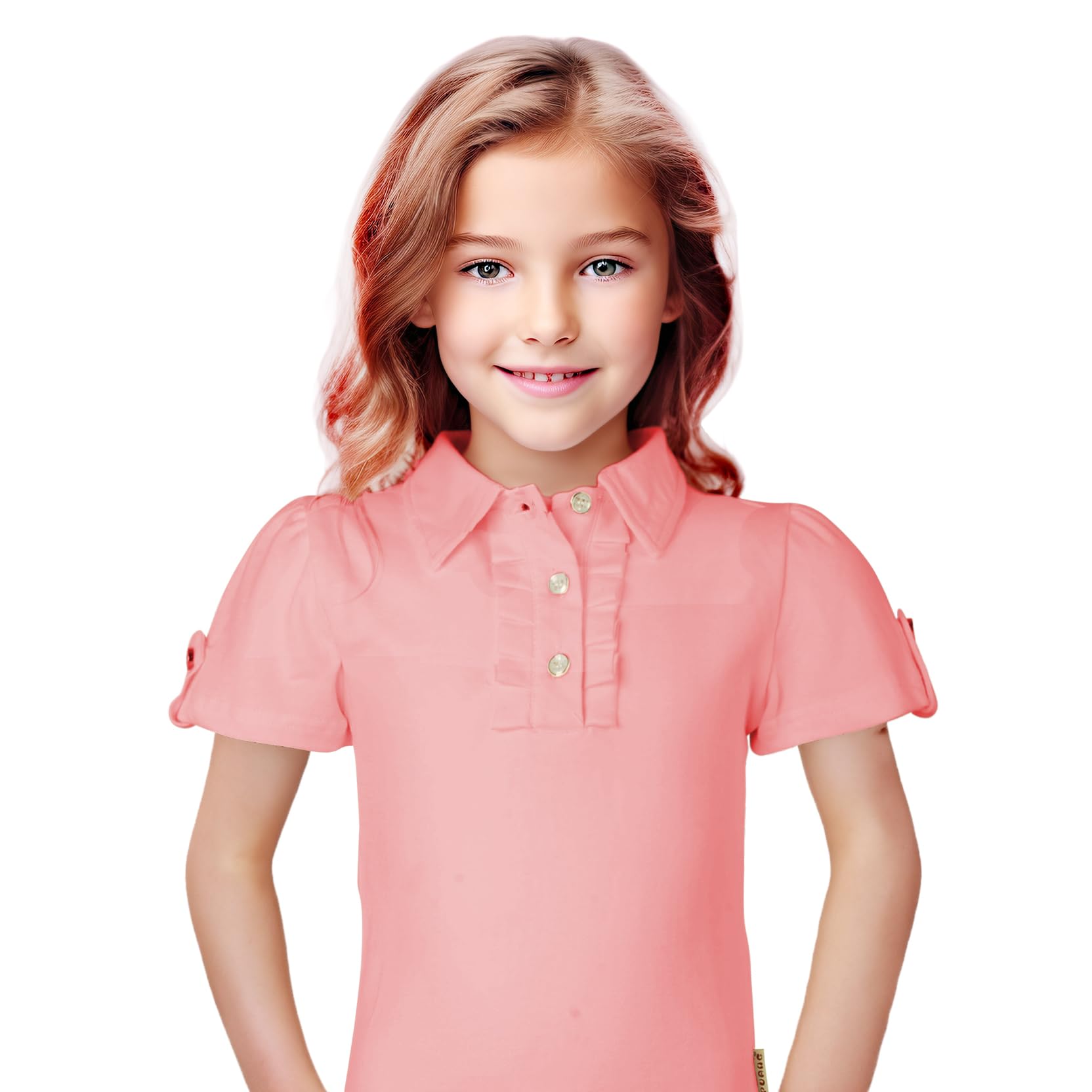 Girl Short Sleeve Cotton Ruffle Polo Shirt Top