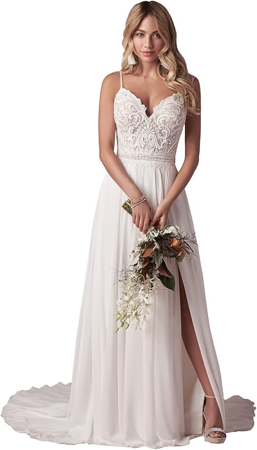 Beach Wedding Dresses for Bride 2025 Lace Boho Bridal Wedding Gowns WDW002