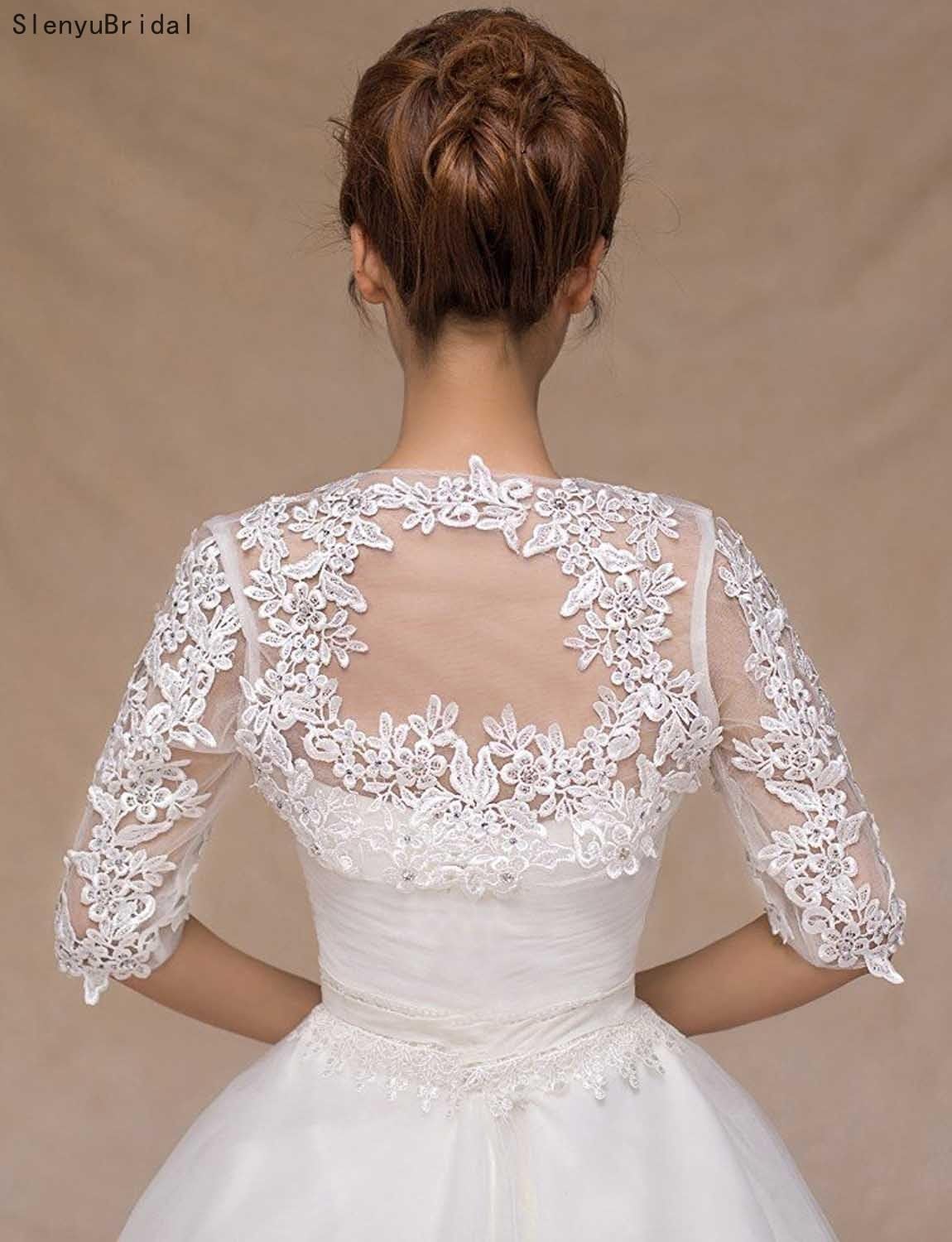 Women's Lace Wedding Bridal Bolero Jackets Shawl Formal Party Prom Evening Cape for Bride Bridesmaid Wrap Shrugs - Image 3