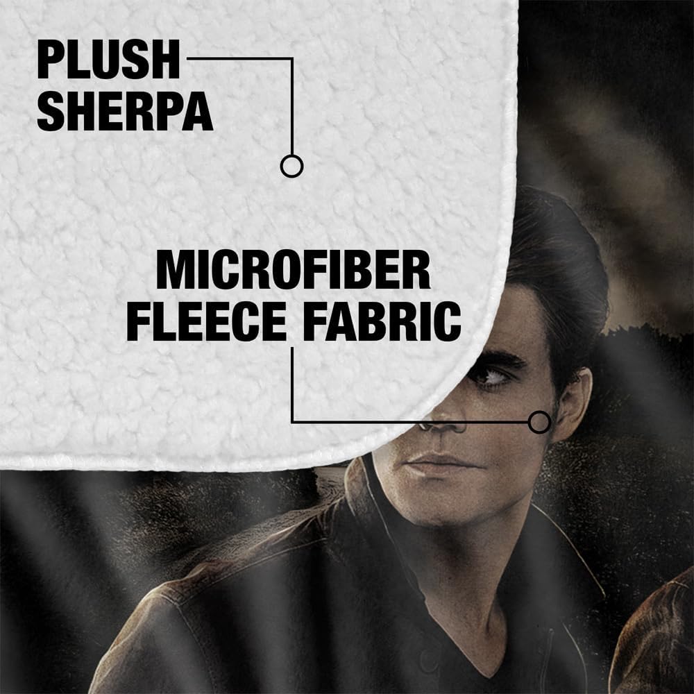 Vampire Diaries Blanket, 50"x60", Brothers Silky Touch Sherpa Back Super Soft Throw Blanket