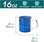 vancasso Bonita Ceramic Coffee Mug Set of 6,16 Oz Coffee Cups with Large Handle for Tea,Latte,Cappuccino,Milk,Cocoa,Dishwasher&Microwave Safe(Blue)