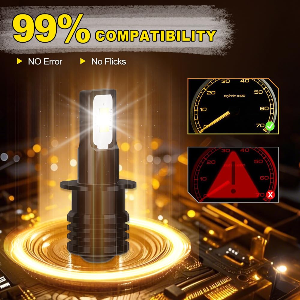 Kit di lampadine LED di facile installazione, 20000LM, 12V 6000K Bianco, Abblaglianti H1, Anabbaglianti H7, Fendinebbia H3, Fari LED per auto destrorse, For Fiat 500C Hatchback 2009-2014