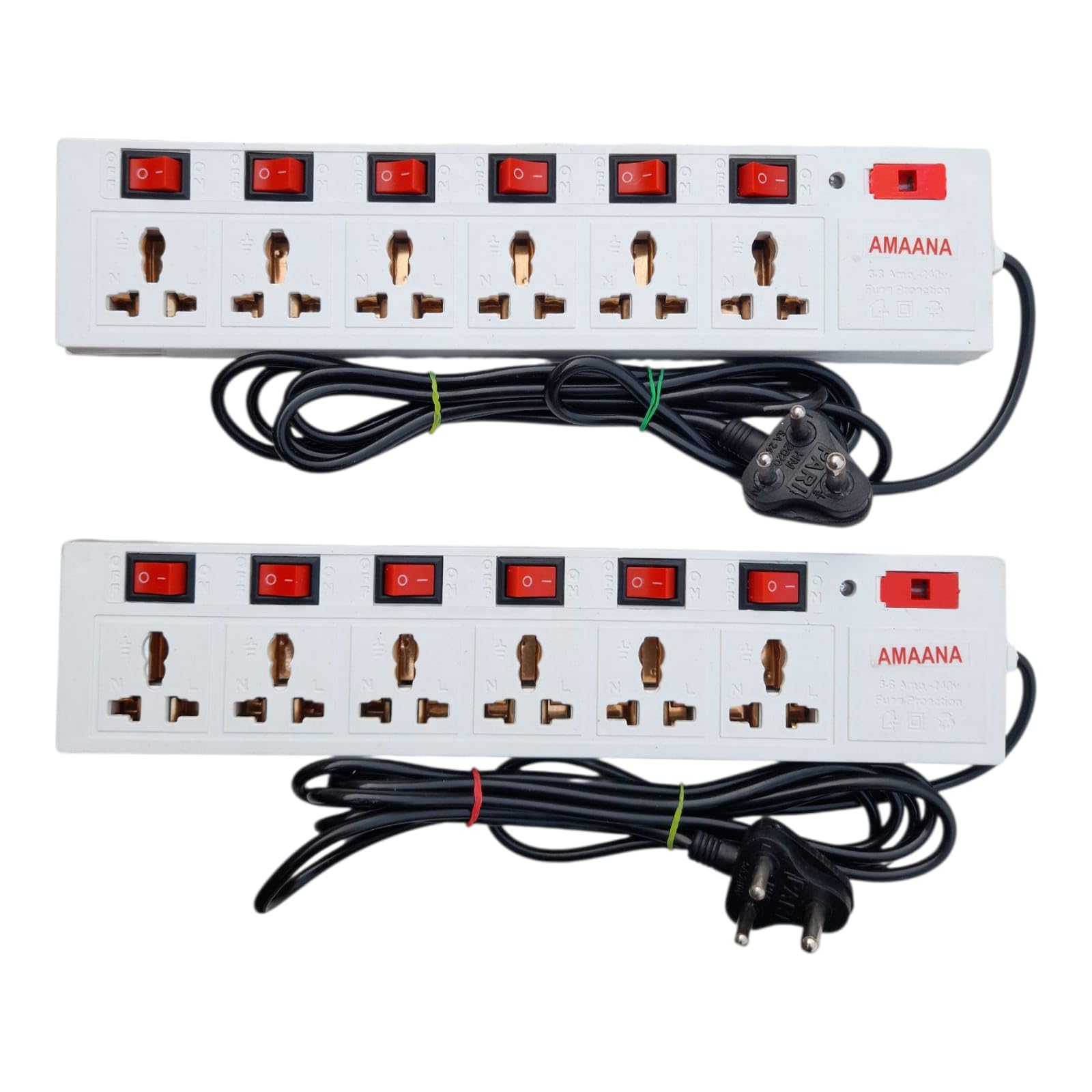 AMAANA 6 Socket Power Strip with 6 Individual switches | LED Indicator & Switch | 2.5 Meter Wire | Adaptable for Router, Soundbar, PlayStation & More | Home, Office and Shop Use | White (Combo Pack)-picture-24