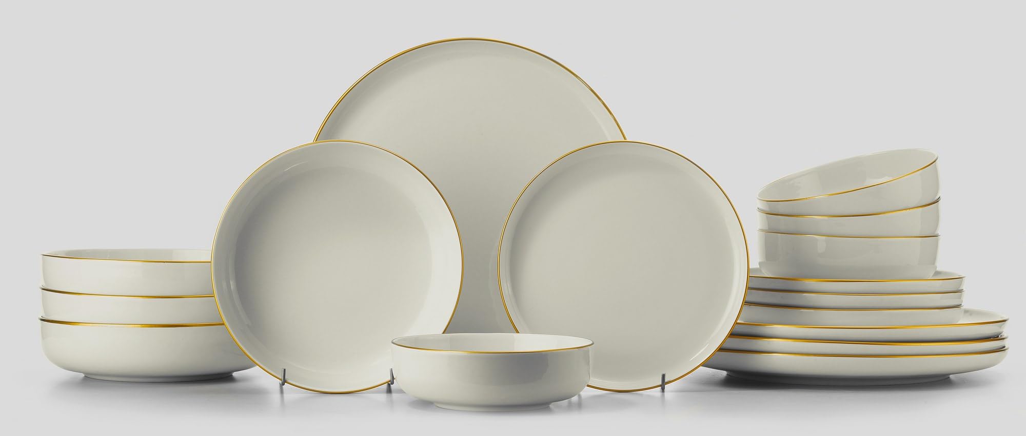 Elegante set da 16 pezzi, 100% porcelain | Include piastre di servizio, ciotole e dessert | Perfetto per cose eleganti, non lavare in lavastoviglie o microwave Safe