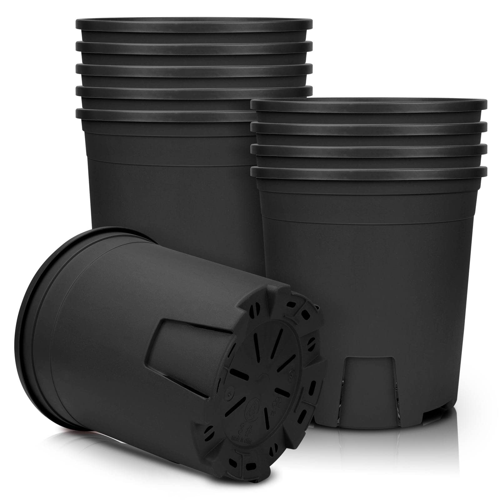 Muzhira Macetas,14.2cm 10pcs Plantador Plastico con Orificio de Drenaje, Control de Raíces, para Plantas de Bonsái de Interior Exterior Jardín - Negro