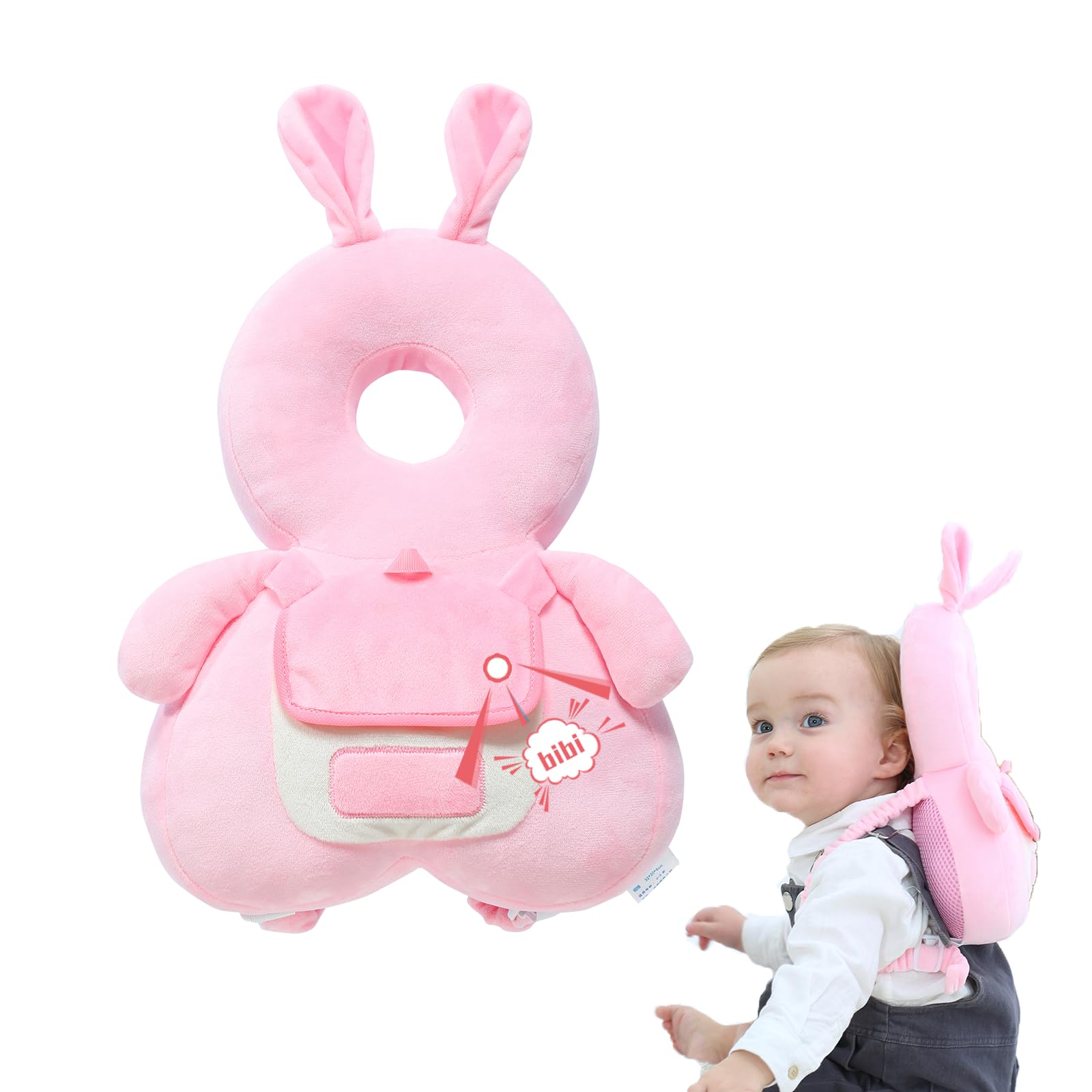 Baby Walking Head Protector Backpack, Used to Baby Head Protector from Crawling and Learning to Walk Safely, with Adjustable Head Protection Back Pack for Baby. (Rabbit-B)