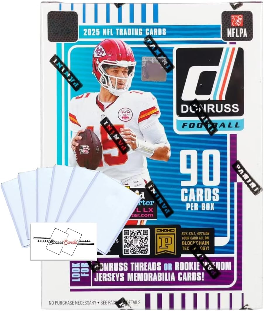 2025 Donruss Football Blaster Box with 90 Total Trading Cards + 6 Toploaders + and StreetCards Magnet! Look for Downtown!