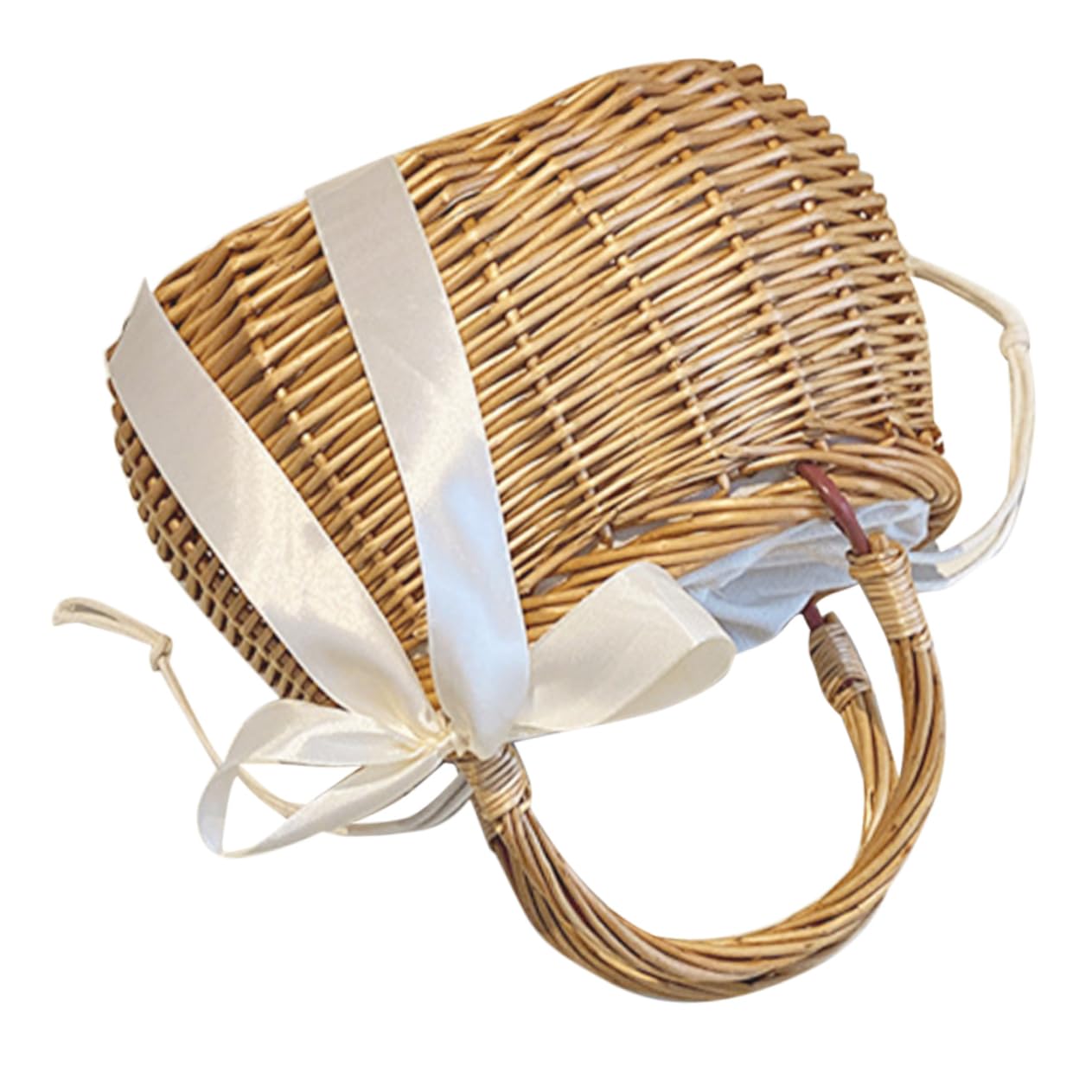 Happyyami Straw Tote Bag Picnic Basket Daily Accessories Camping Storage Basket Weaving Basket Camping Basket Convenient Storage Basket Picnic Supply Multi-function Storage Basket