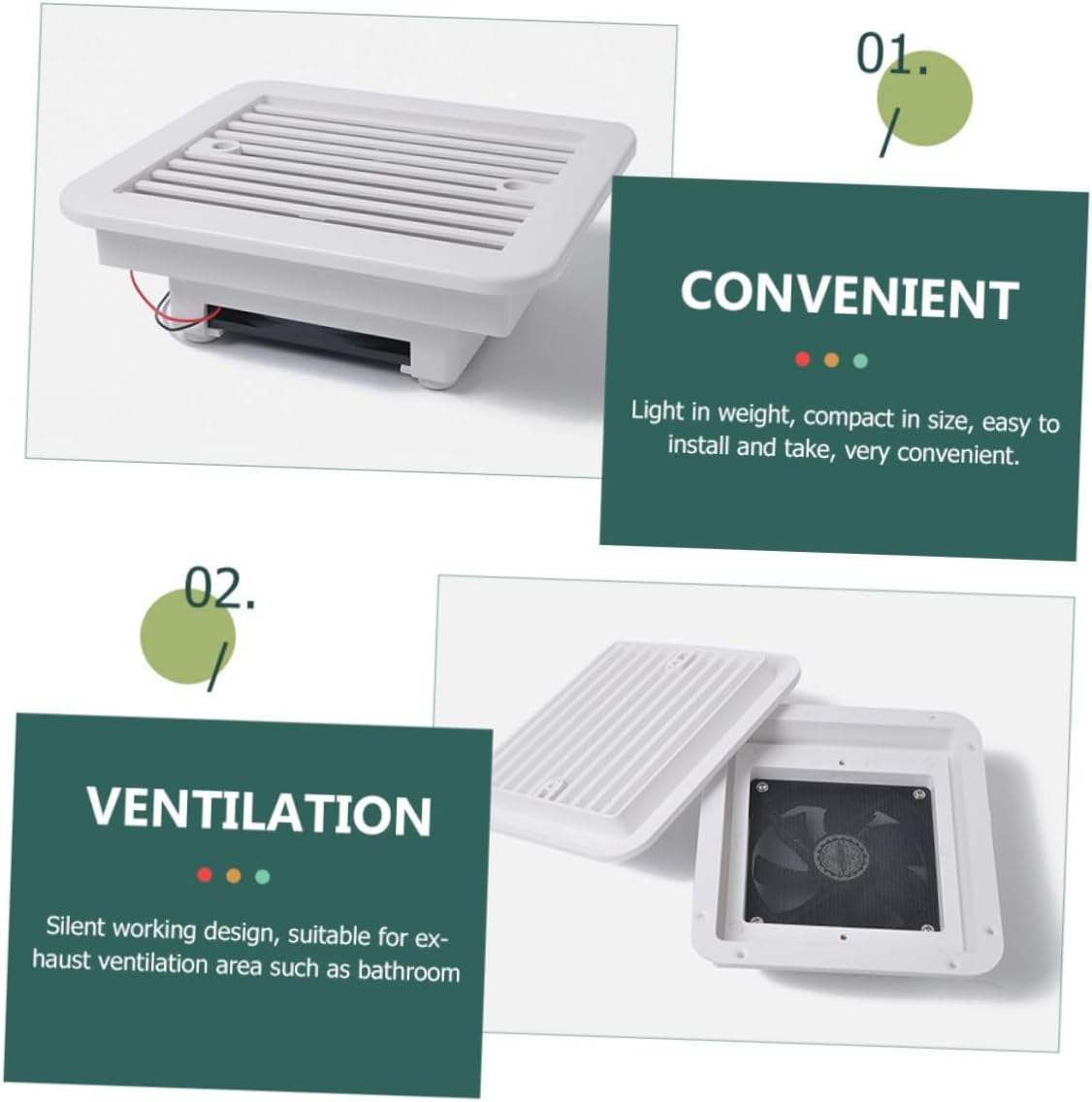 SECFOU 12v 8-inch Camper Exhaust Fan with Blades Bathroom Ventilation Fan for Recreational Vehicle Roof Vent Replacement Quiet Air Ventilation for Rv Kitchen and Bathroom