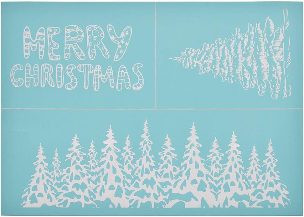 YeulionCraft Self-Adhesive Silk Screen Printing Stencil Christmas Theme Mesh Transfers for DIY T-Shirt Pillow Fabric Painting Decoration, Style-09