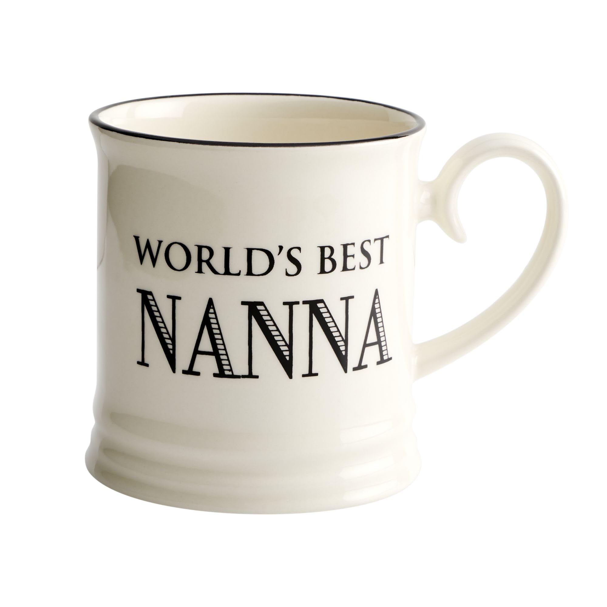 Fairmont And Main Ltd Black & Cream Tankard Mug, World's Best Nanna, Fairmont & Main Quips & Quotes, Earthenware, 300Ml