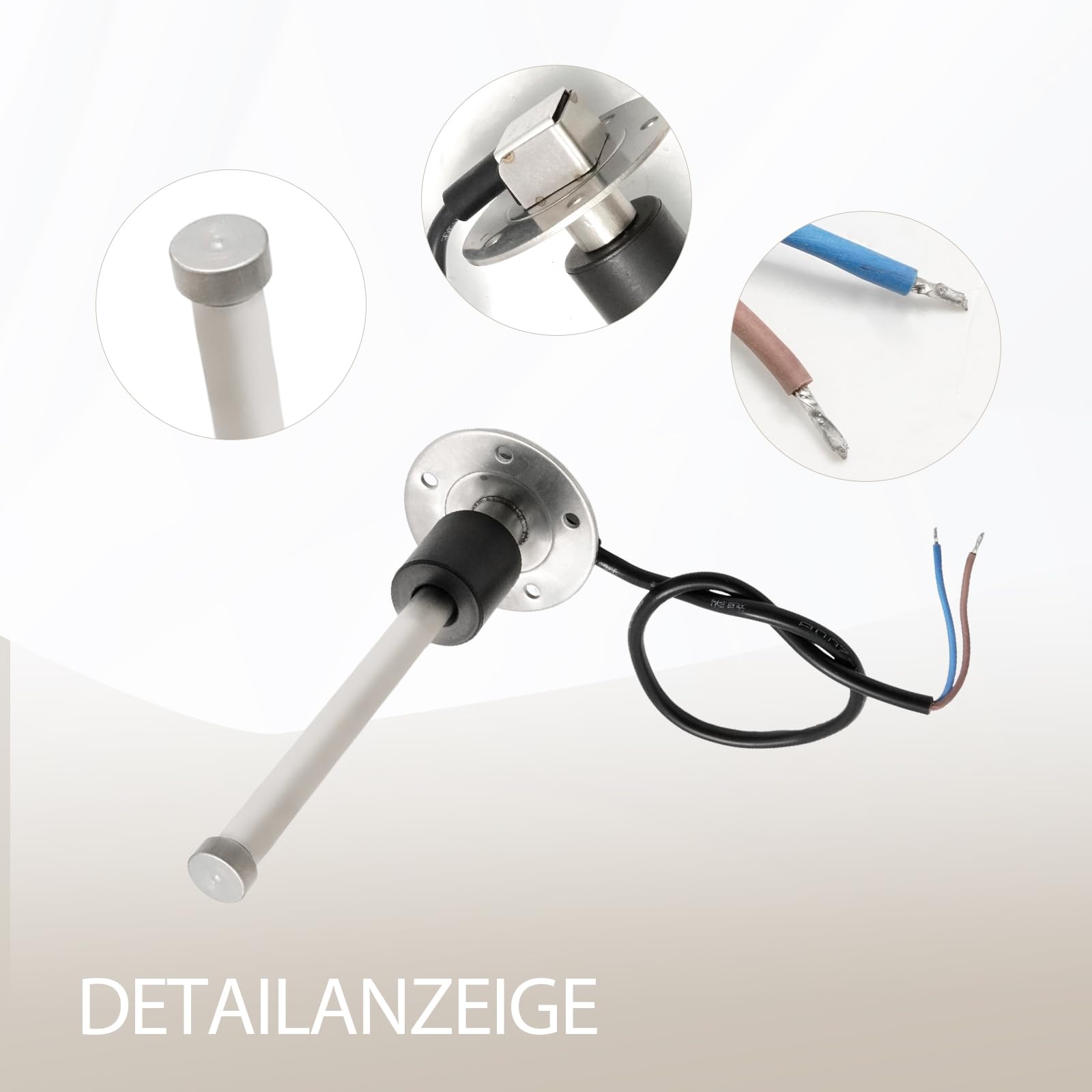 Hoypeyfiy 0-190 Ohm Kraftstoffstandsanzeige mit Kraftstoffstandssensor, 175mm Geeignet für 12 V/24 V, rote Hintergrundbeleuchtung Tankuhr mit Wasserstandssensor Kraftstoffsensor, für Auto Boot