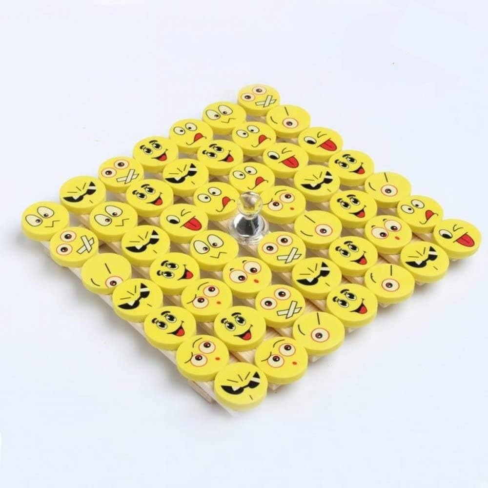 CHSYOO 48 x Yellow Emoji Smiley Eraser Laughing Shy Rubber Gift Set, Novelty Party Favour for Birthday Kids Party Bag Christmas Festival