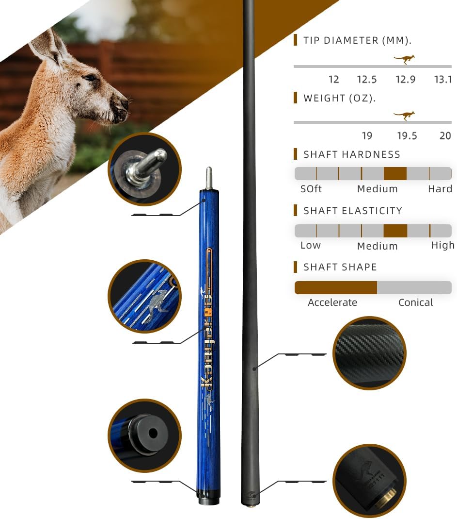 Little Monster Wrapless Grip Jump Cue Black Technology Carbon Fiber 12.9mm 9.5oz 40.9" Soft Case