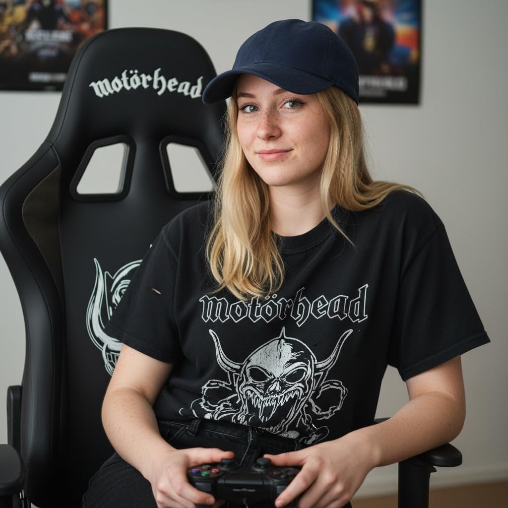 Subsonic Motorhead Sedia da Gioco o da Ufficio, Sedia Gaming Adulti, Seduta Confortevole, Poggiatesta Integrato, Braccioli e Altezza Regolabili, Schienale Ergonomico, Nero