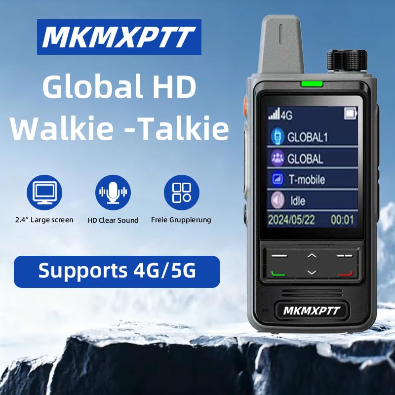 4G/5G Global HD Walkie-Talkie mit 2,4 Zoll Bildschirm 6000mAh Batterie Unbegrenzte Reichweite Typ C Laden Nationwide Intercom Individuelle Gruppe und Team Call 【SIM-Karte lebenslang kostenlos】