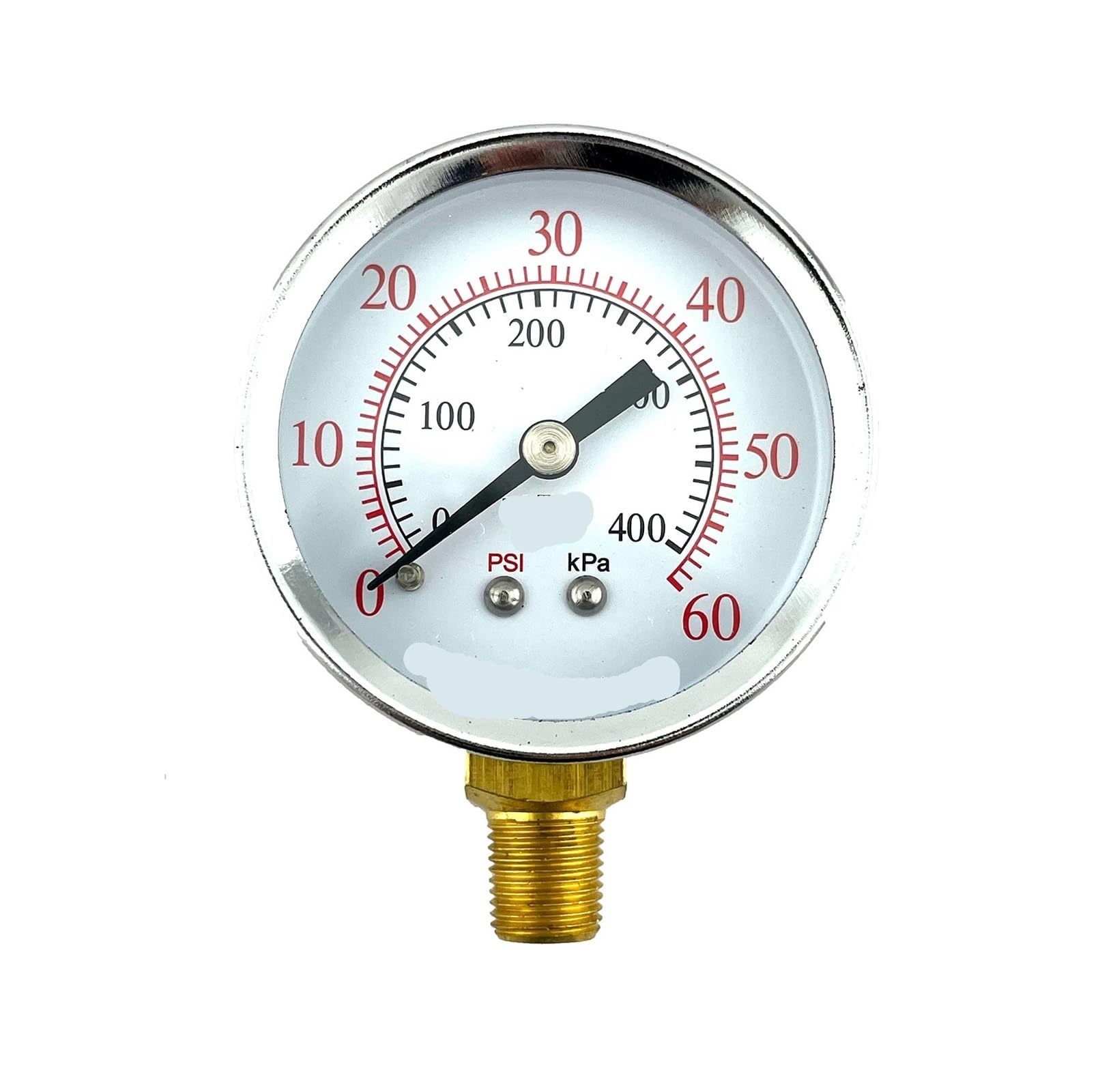 Ciśnieniomierz, 2-calowy cyferblat, montaż boczny, 1/8 cala NPT – 0 do 60 psi