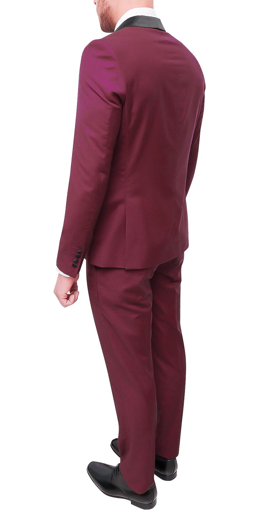 Abito Uomo Sartoriale Bordeaux Slim Fit Vestito Smoking Elegante Cerimonia