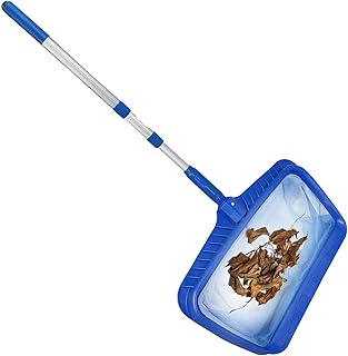Mini Pool Skimmer Net | Sturdy Aluminum Telescopic Swimming Pool Skimmer Net with Cleaning Brush Skimmer Clean Tool | for Fast Cleaning of The Finest Debris